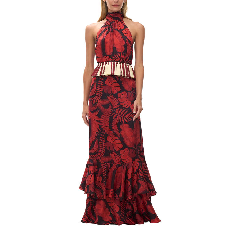 El Rocio Sleeveless Jacquard Silk Maxi Dress image number null