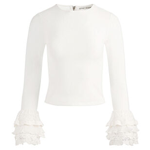 Delaina Long Sleeve Top With Ruffle Cuff