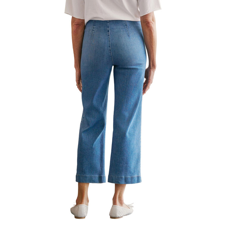 Westport Illusion Cropped Wide-Leg Pull-On Denim Pant image number null