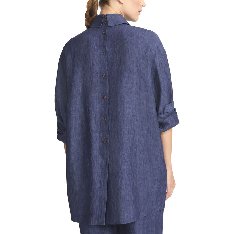 Organic Linen Oversized Portrait Shirt image number null