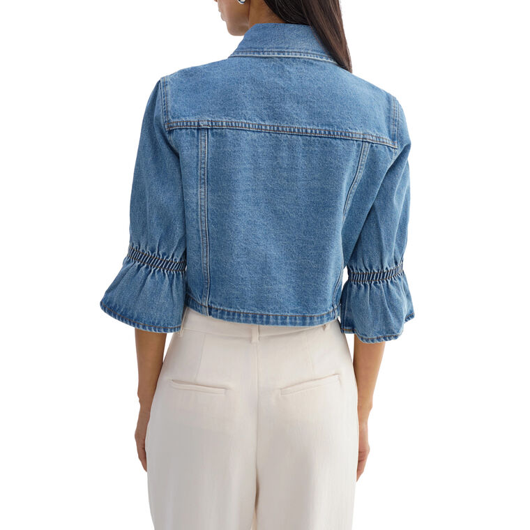 Carolina Ruffle Sleeve Denim Jacket image number null