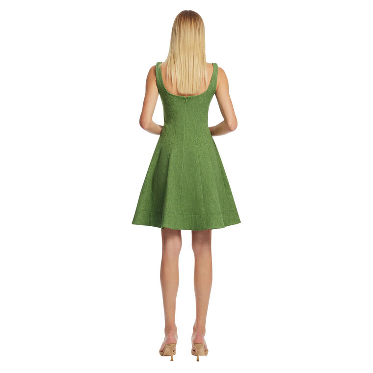 Sleeveless Stretch Denim Seamed Mini Dress image number null