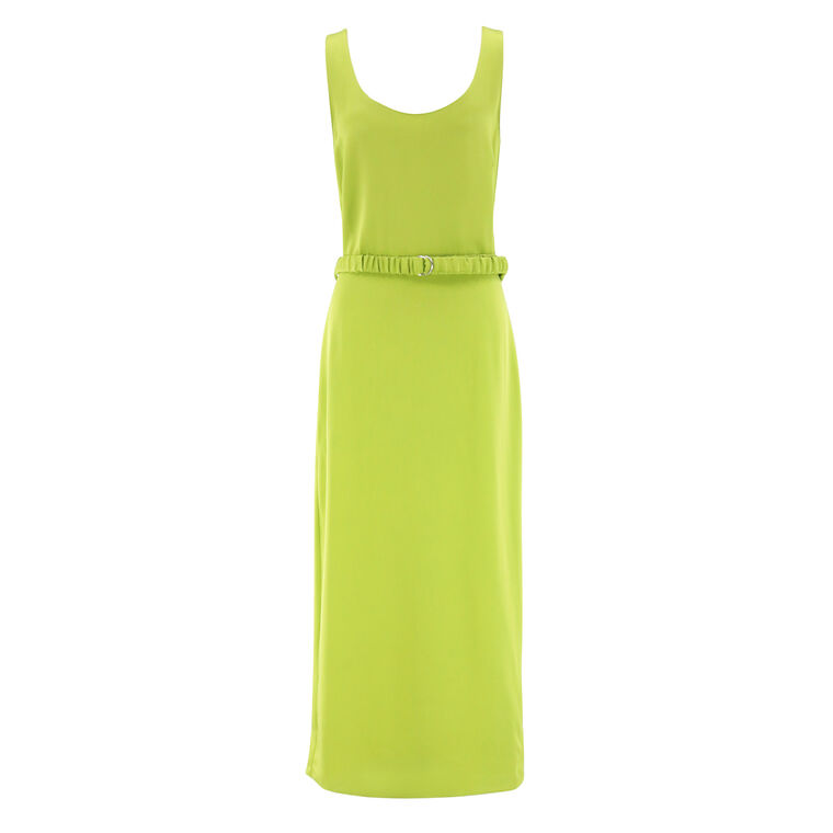 Paz Sleeveless Scoop Neck Belted Column Midi Dress image number null