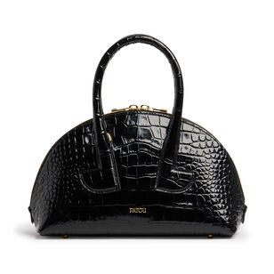 Le Patou Bowling Bag In Croc Embossed Leather Le Patou Bowling Bag In Croc Embossed Leather