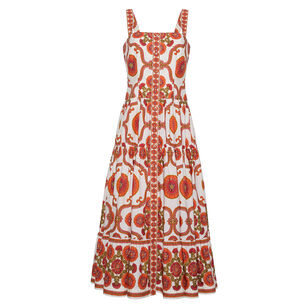 Margarita Sleeveless Tiered Cotton Poplin Midi Dress