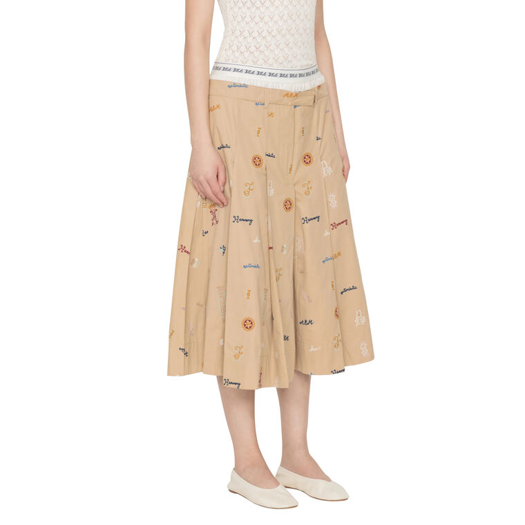 Juliet Double-Waistband Midi Skirt image number null