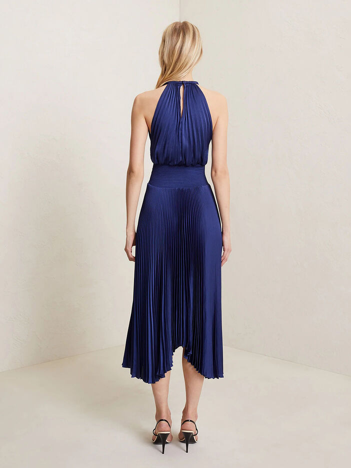 Renzo II Satin Pleated Dress image number null