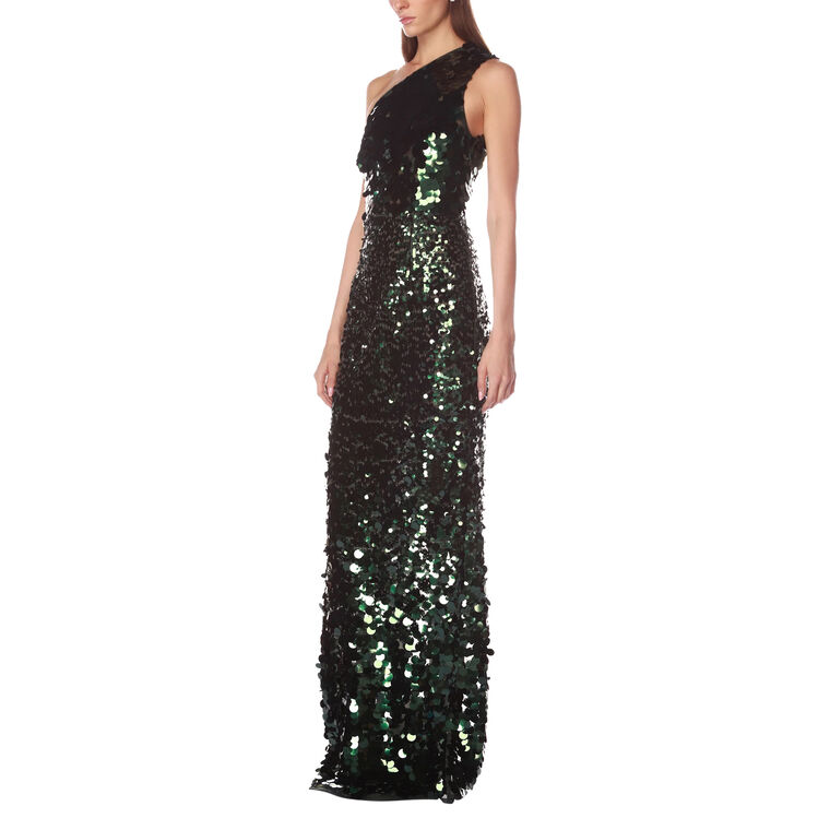 Farah One Shoulder Sequin Gown image number null