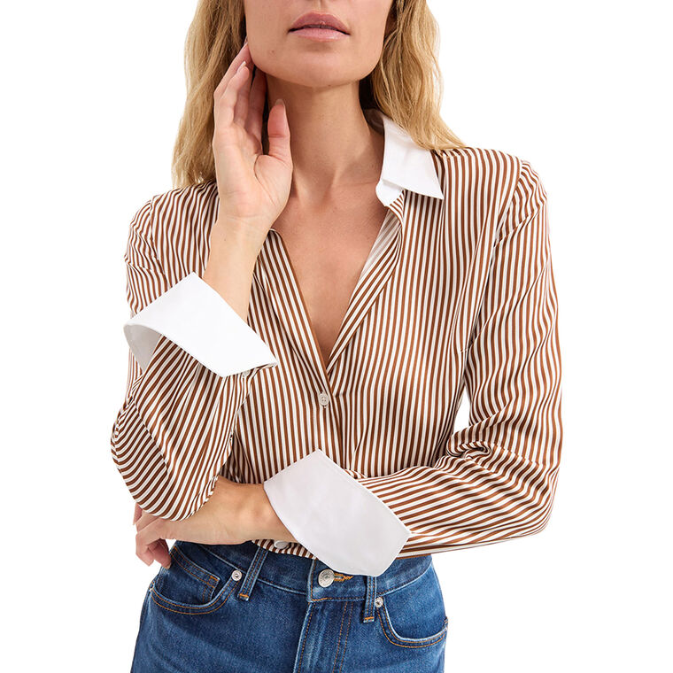 Amelia Striped Silk Shirt image number null