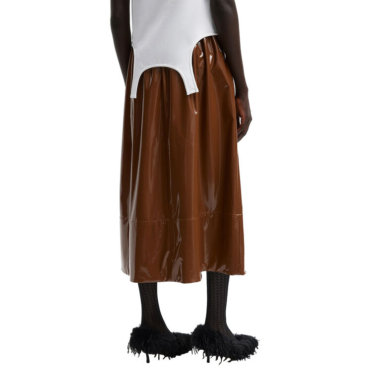 Light Weight Patent Smocking Waistband Full Skirt image number null
