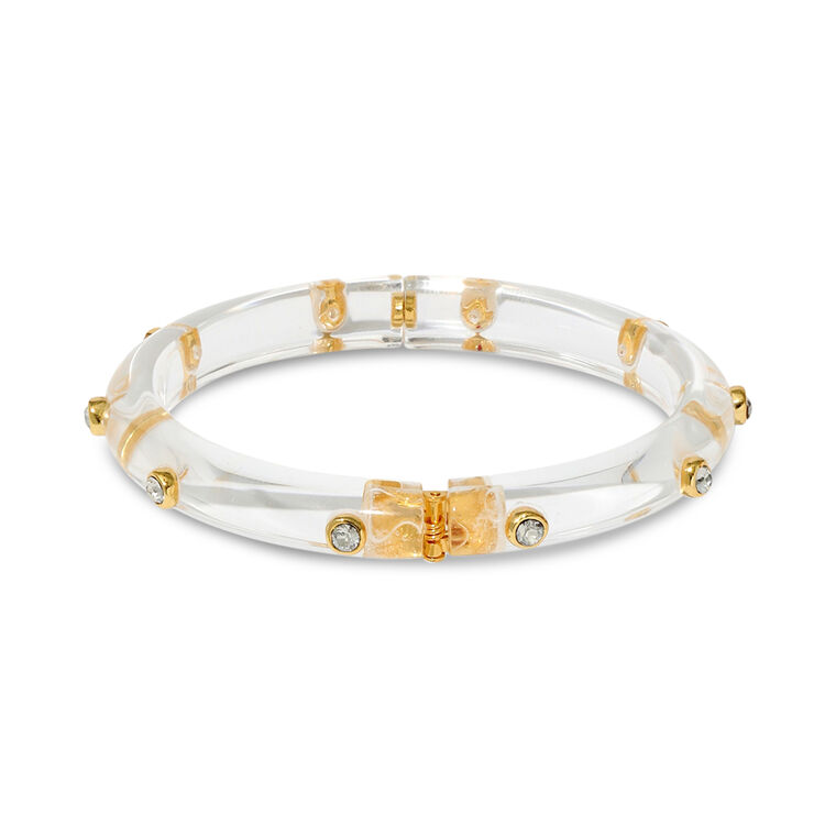 Crystal Studded Lucite Hinge Bracelet image number null