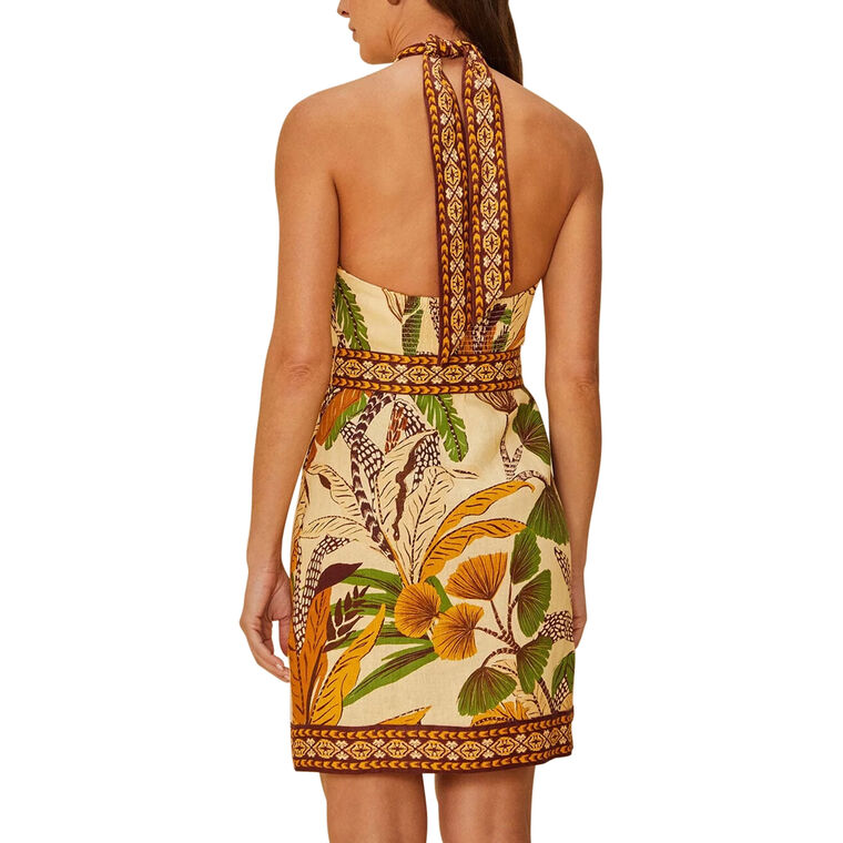 Foliage Sketch Halter Neck Mini Dress image number null