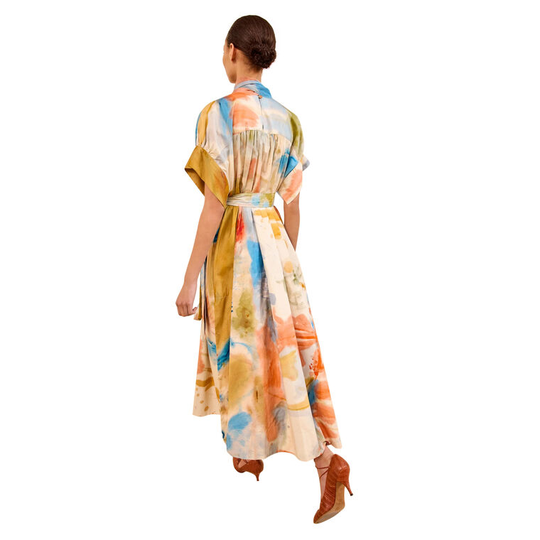 Studio Short Sleeve Cotton Poplin Midi Dress image number null