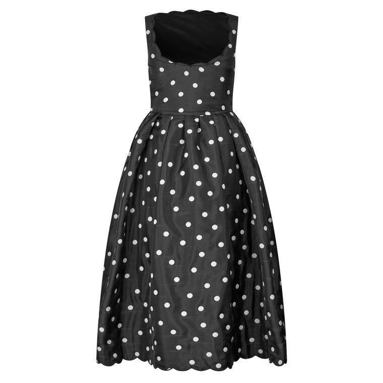 Quilted Dots Sleeveless Voluminous Midi Dress image number null