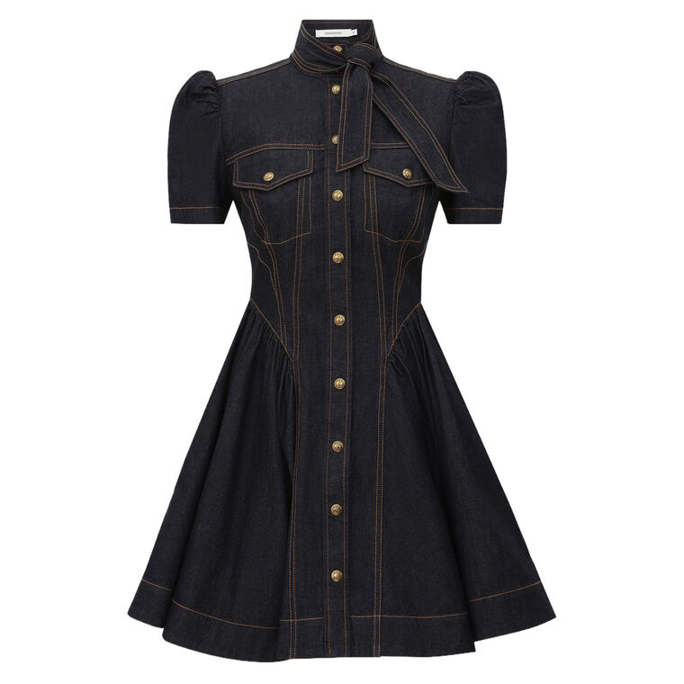 Denim Corset Mini Dress image number null