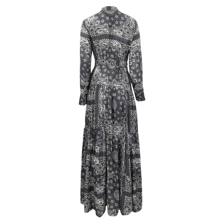Bandana Print Long Sleeve Twill Maxi Dress image number null