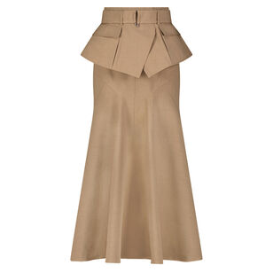 Belted Melange Crepe Skirt