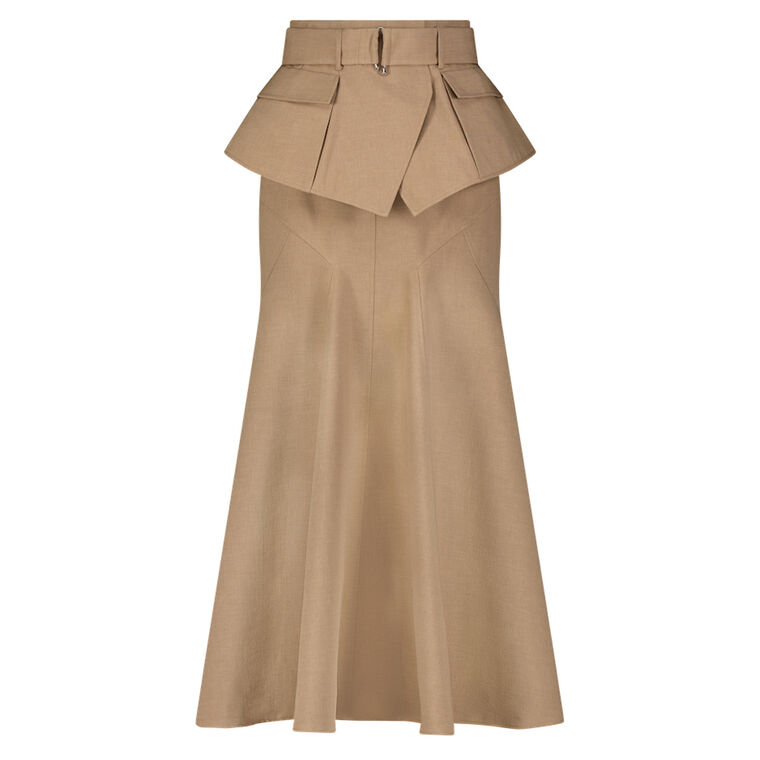 Belted Melange Crepe Skirt image number null