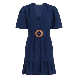 Gwyneth Button-Front Belted Mini Dress