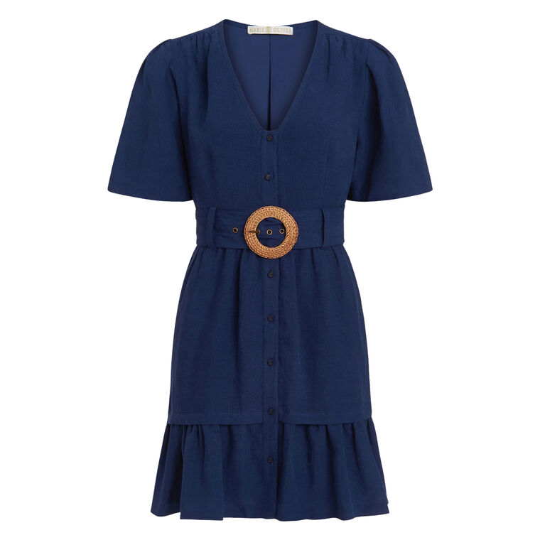 Gwyneth Button-Front Belted Mini Dress image number null