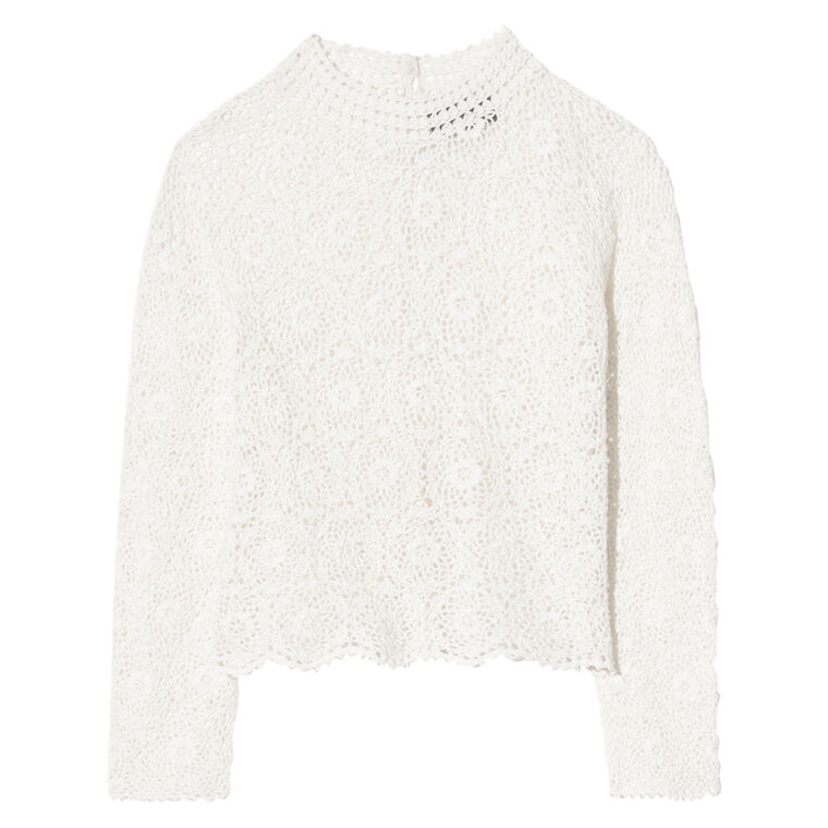 Gibson Mock Neck Crochet Sweater image number null