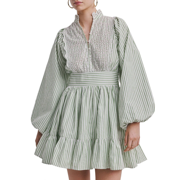 Seersucker Long Sleeve Mini Dress image number null