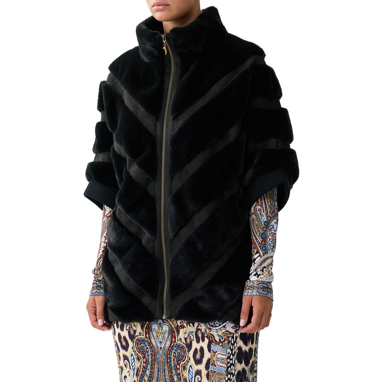 Faux Fur Short Sleeve Slouch Jacket image number null