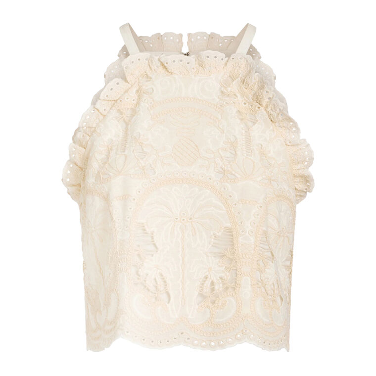 Bethany Embroidered Cotton Halter Top image number null