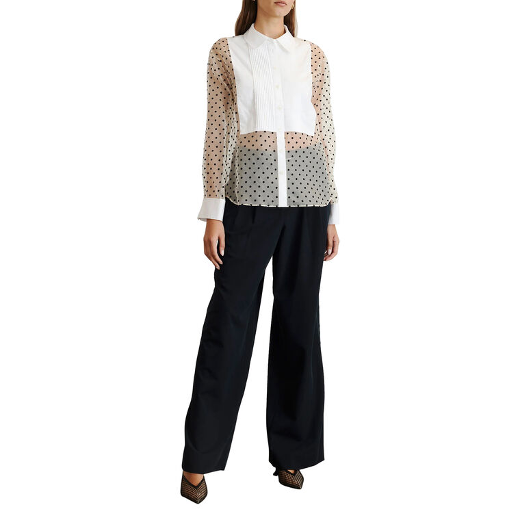 Arielle Long Sleeve Sheer Organdy Top With Cotton Poplin Bib image number null