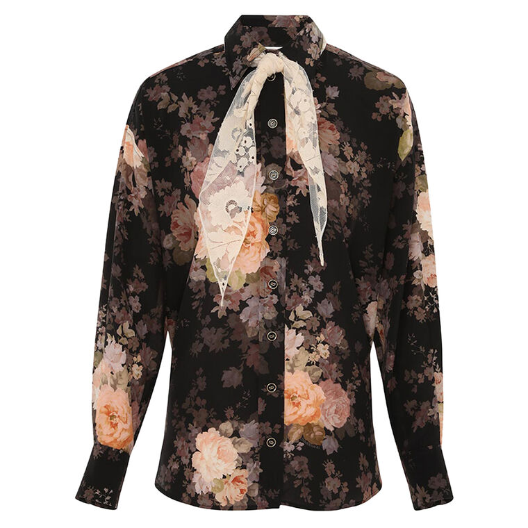 Illustration Lace Scarf Shirt image number null