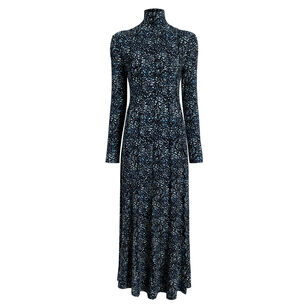 Mabel Long Sleeve Turtleneck Maxi Dress In Cheetah Jersey