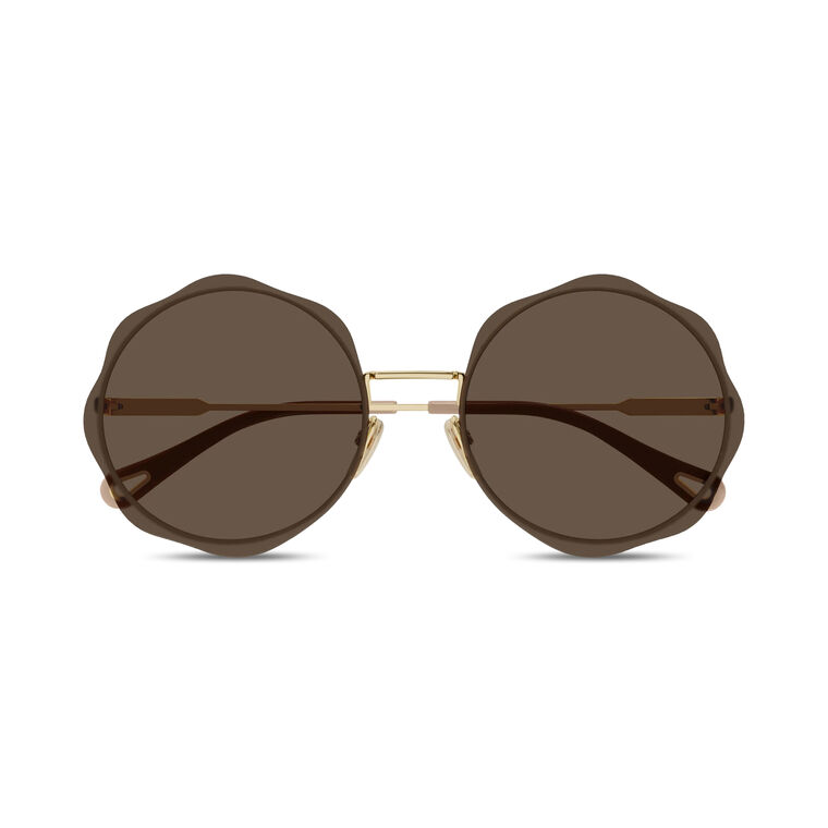 Scalloped Metal Round Sunglasses image number null