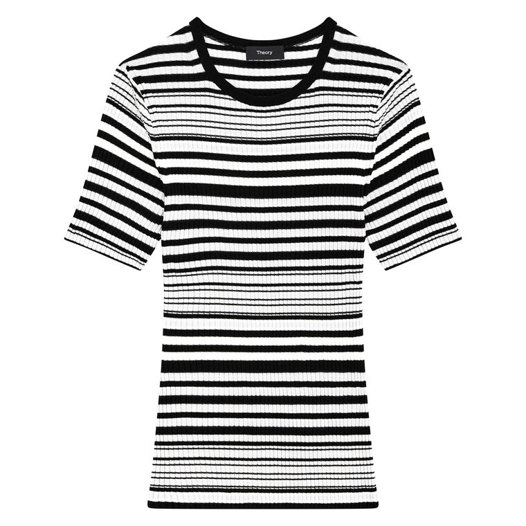 Ribbed Short Sleeve Sweater In Regal Wool image number null