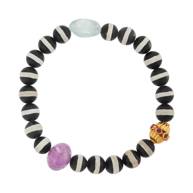 Agate Stripe Beaded Bracelet image number null