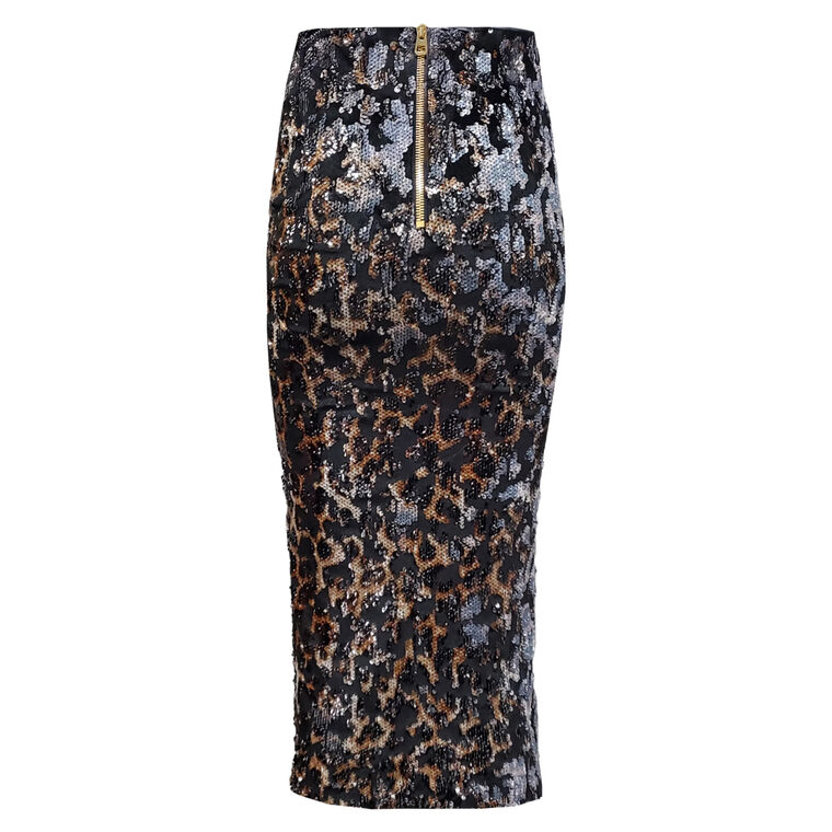 3D Leopardo Liza Sequin Midi Skirt image number null