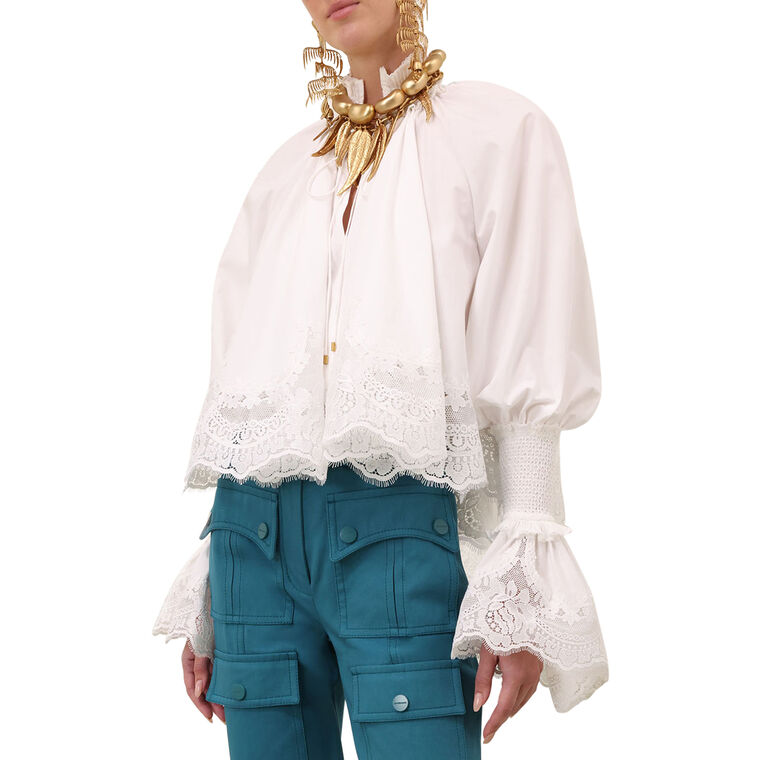 Alchemy Long Sleeve Shirred Blouse image number null