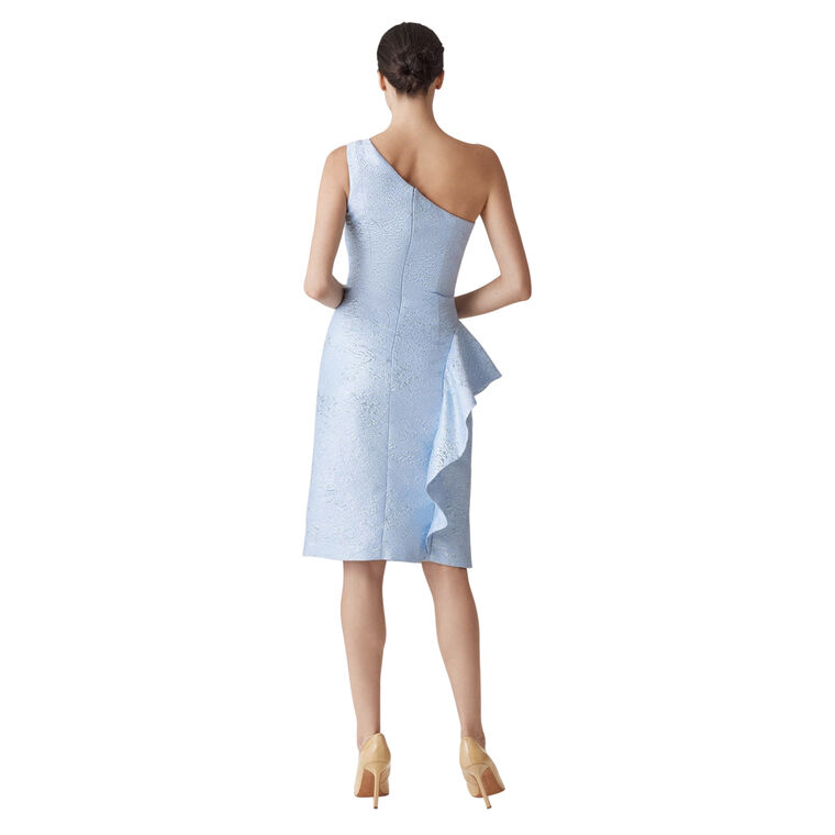 Jacquard One Shoulder Side Ruffle Dress image number null
