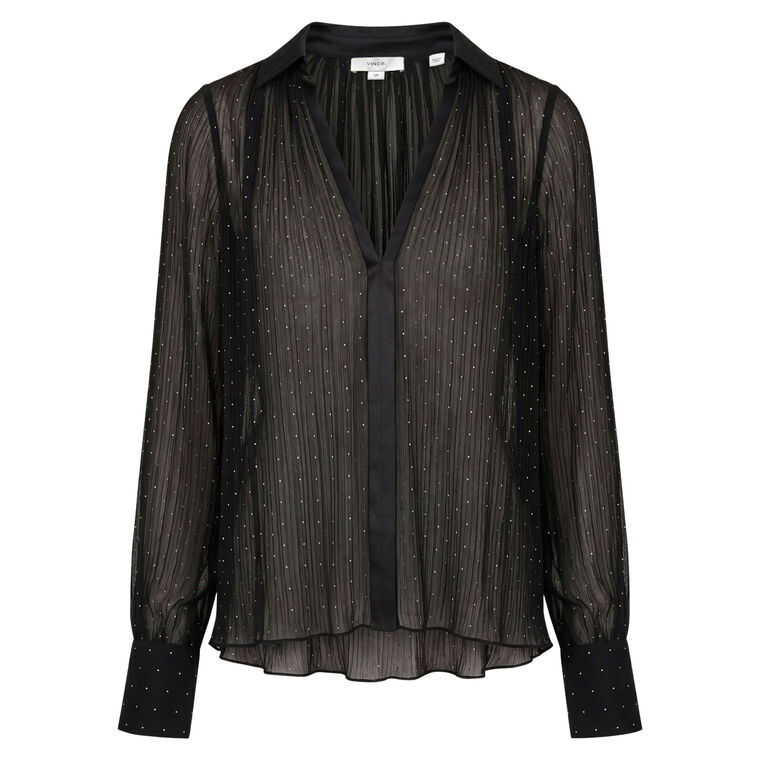 Heat-Set Dot Chiffon Gathered Blouse image number null