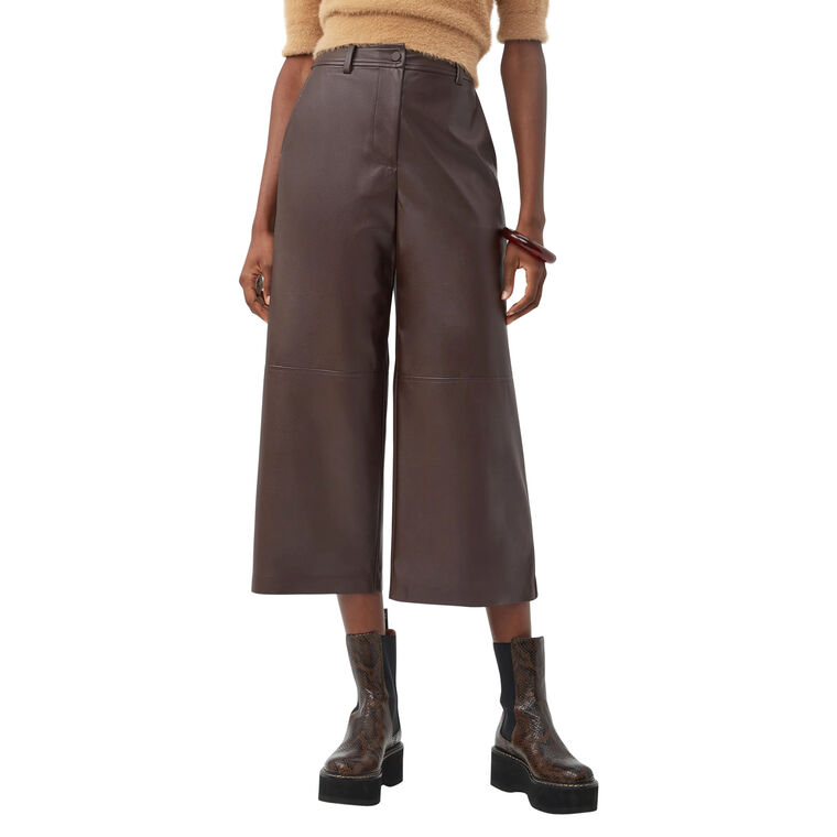 Tanashi Vegan Leather Cropped Wide-Leg Pant image number null
