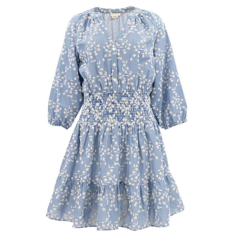 shoshanna smocked mini dress Shoshanna Women's Aubrey Puff Sleeve Smocked Mini Dress Size 6 Multicolored