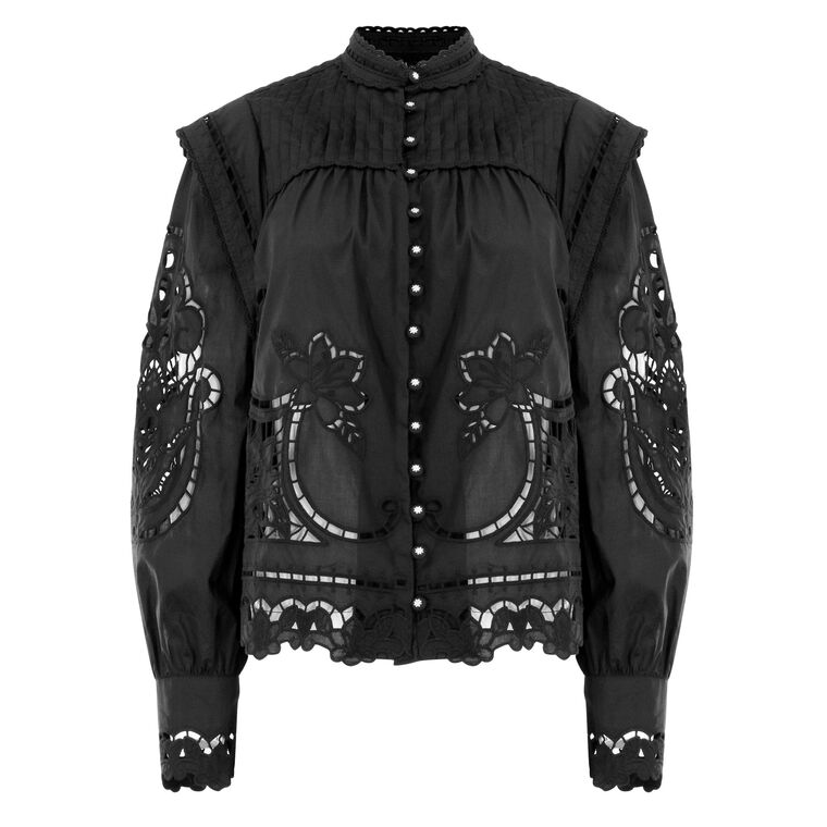 Richelieu Puff Sleeve Organic Cotton Blouse image number null