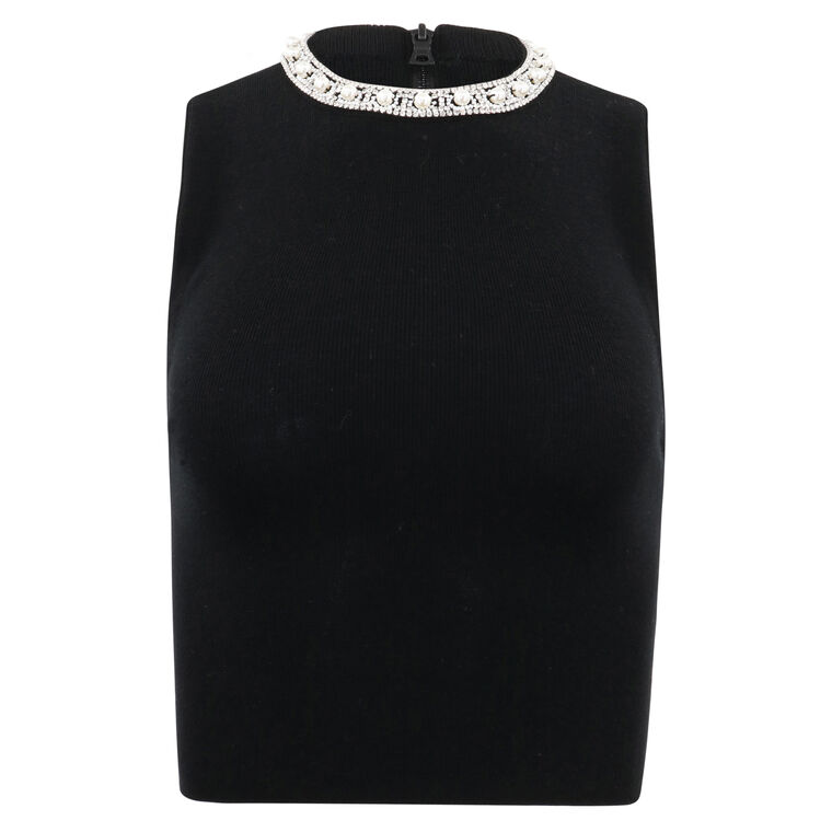 Amity Embellished Neck Cropped Tank image number null