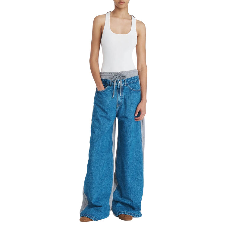 Denim Combo Sweatpants image number null