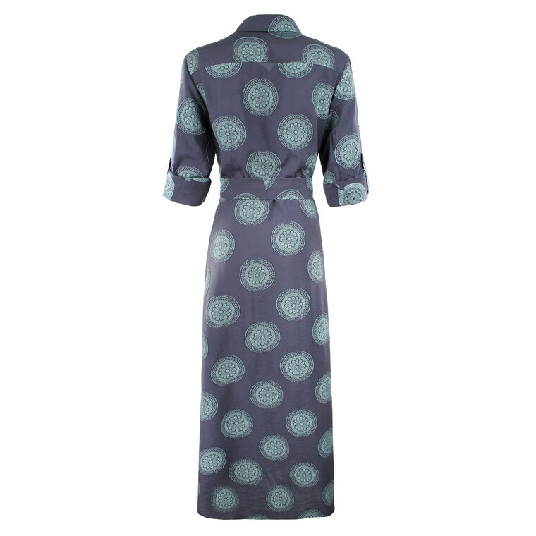 Laine Medallion Jacquard Maxi Shirt Dress image number null