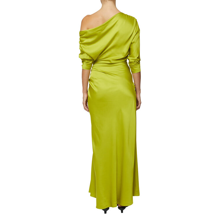 Piper Draped One Shoulder Satin Midi Dress image number null