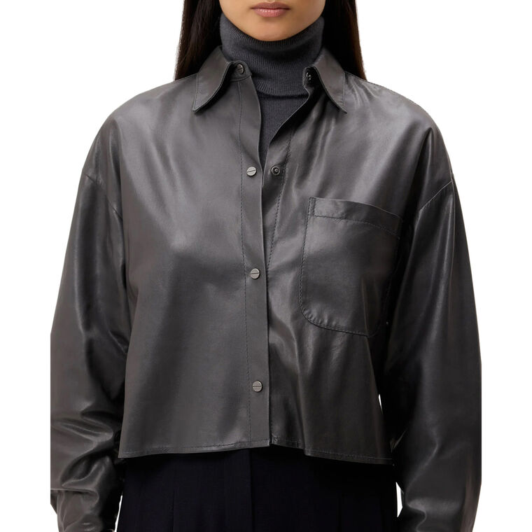 Little Big Joe Cropped Long Sleeve Leather Shirt image number null