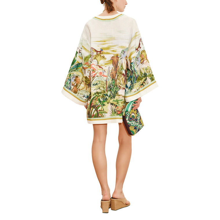 Jungle Boogie Wide Sleeve V-Neck Mini Dress image number null