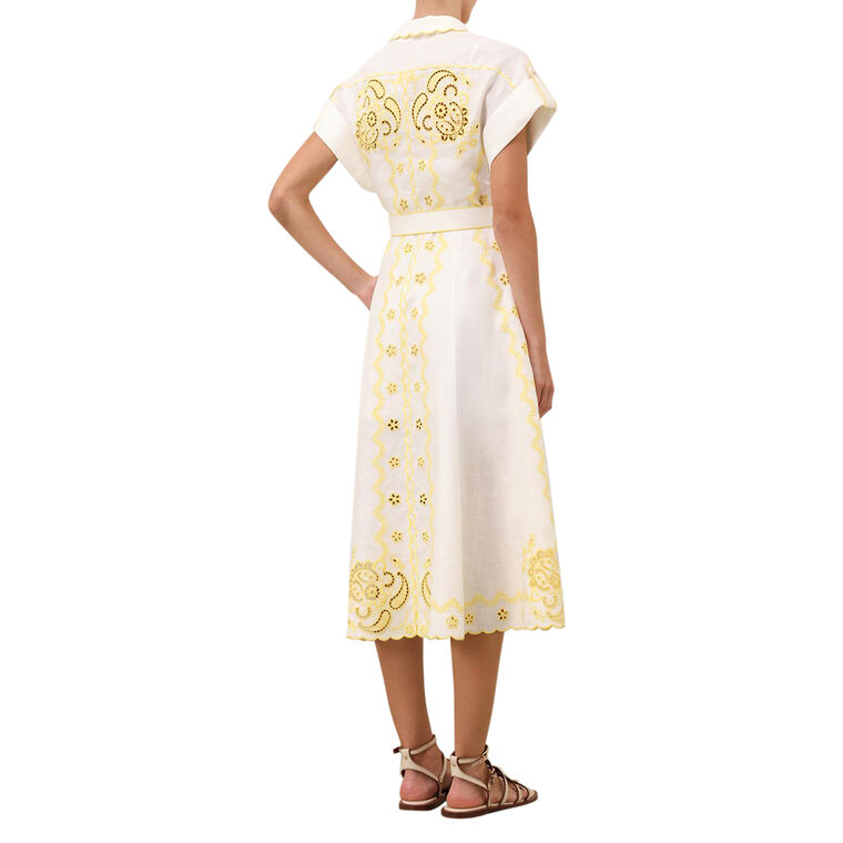Lucky Embroidered Short Sleeve Midi Dress image number null