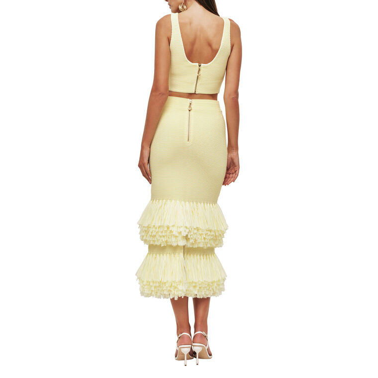 Agave Knit Raffia Midi Skirt image number null