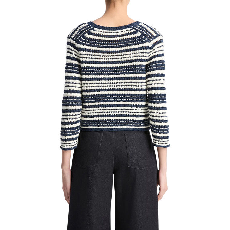 Textured Stripe Italian Cotton Cardigan image number null